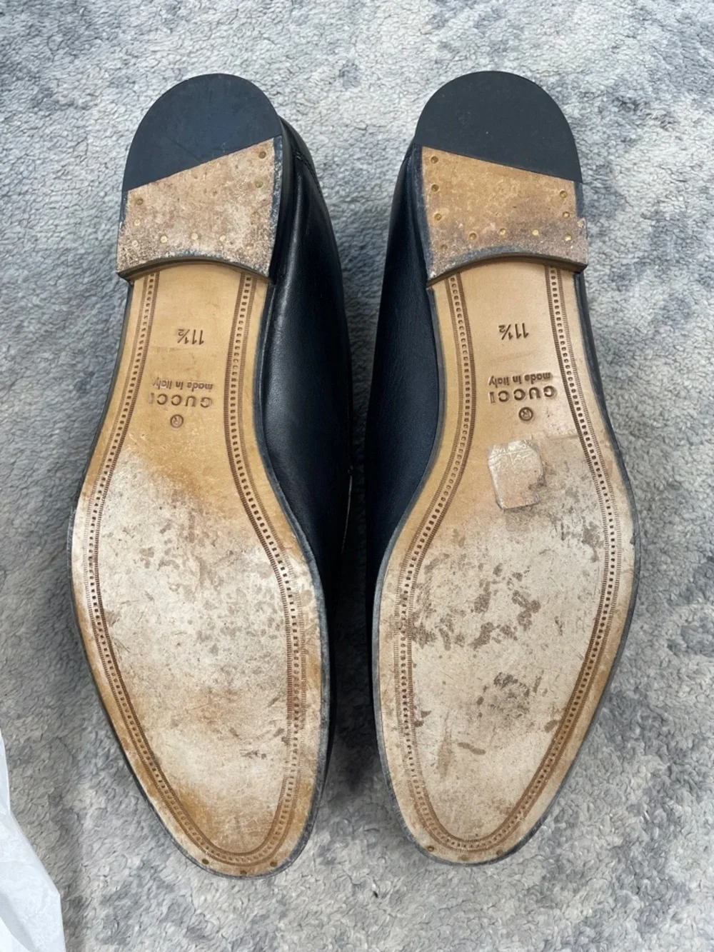 Gucci Black Leather Agnello Plonge Skull Wings Brixton Horsebit Loafers 11.5